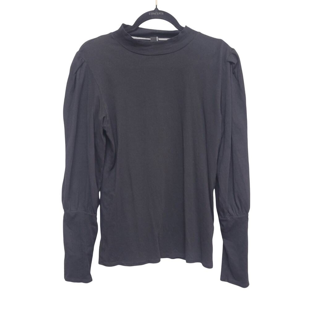 Bobi Los Angeles Black Long Sleeve Top L Lightweight Mini Puffy Shoulders